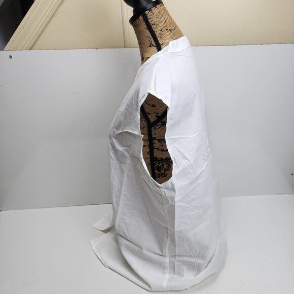 Women's Solid White 5 Button Up Sleeveless V-Neck Tank Top Dressy Casual Size M - Picture 2 of 4